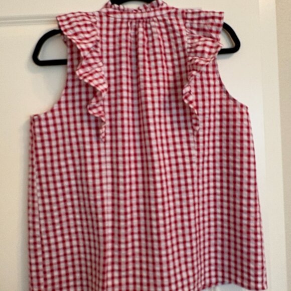 Loft red check sleeveless summer top - Picture 2 of 4